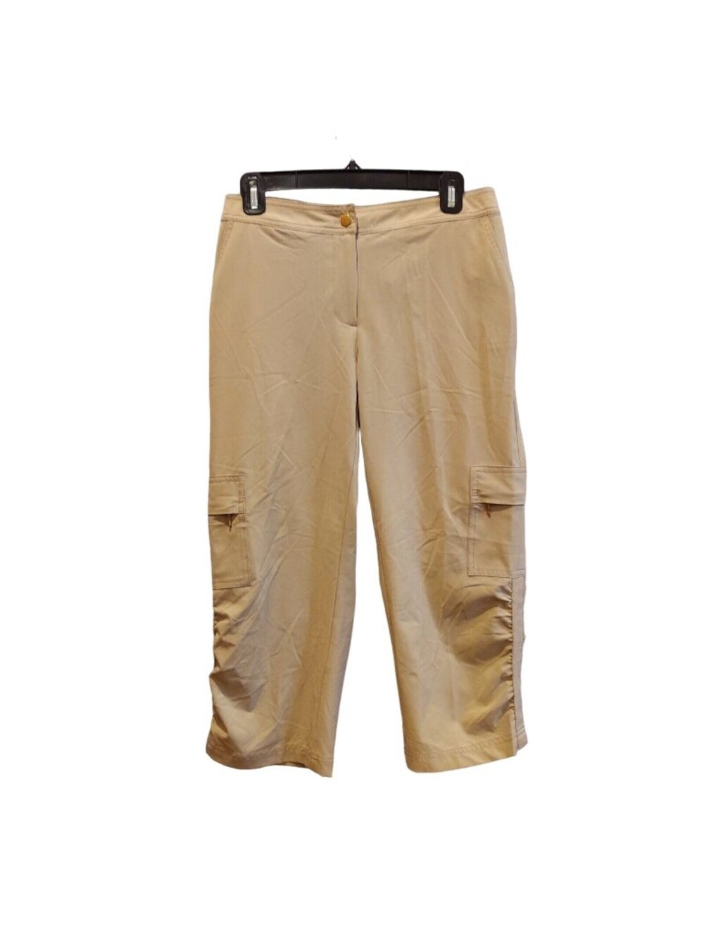 ZENERGY By Chico’s Cargo Capri Pants Women's Size 30x20 Tan Beige Casual beachy
